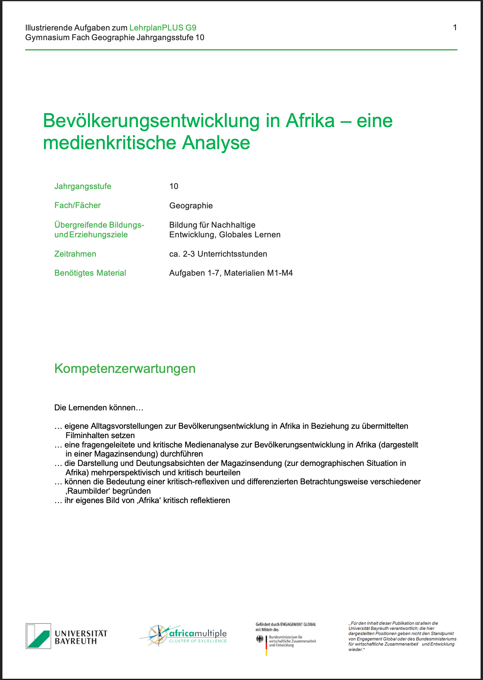 Bevölkerungsentwicklung in Afrika